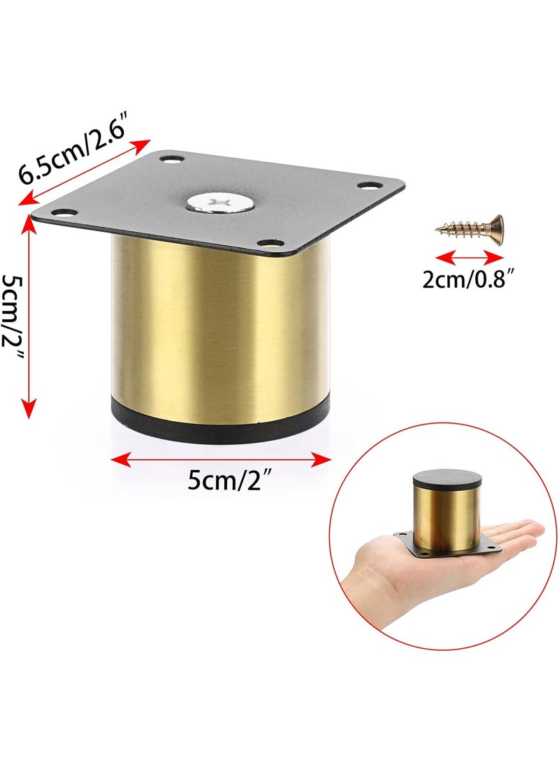 4PCS 2 Inch Stainless Steel Furniture Legs - Metal Cabinet Desk Feet, Golden Round Risers for Coffee Table, Heavy Duty Sofa, TV Stand, Dresser, Chair - Image 2